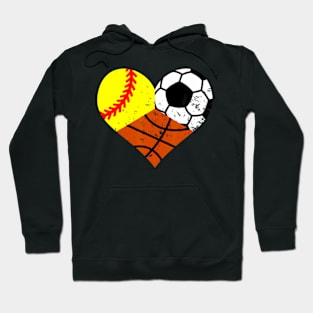 Softball Soccer Basketball Heart Sport Player Mom Hoodie